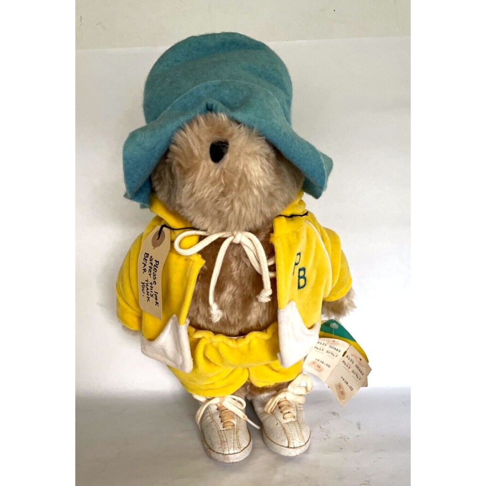 Vintage Paddington Bear Wearing Yellow Velour Jogging Suit & Sneakers wTag *READ